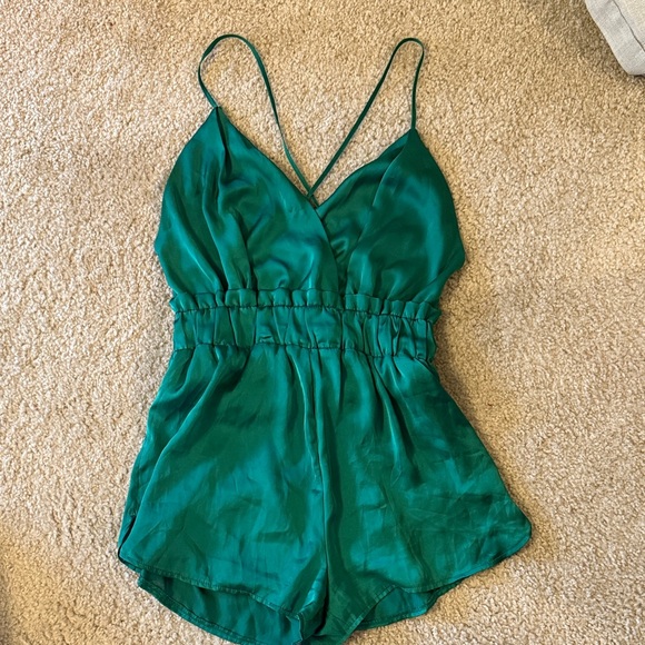 Shinestar Pants - Shinestar Teal Satin Romper